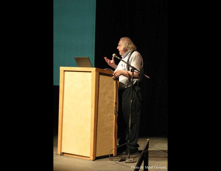 Oil expert Kenneth Deffeyes spoke to a crowd at the University of Alaska Fairbanks recently. Merri Darland photo