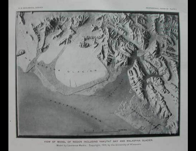 A model Lawrence Martin made of the dynamic Yakutat area. From the 1912 USGS paper, The Earthquakes at Yakutat Bay, Alaska in September, 1899.