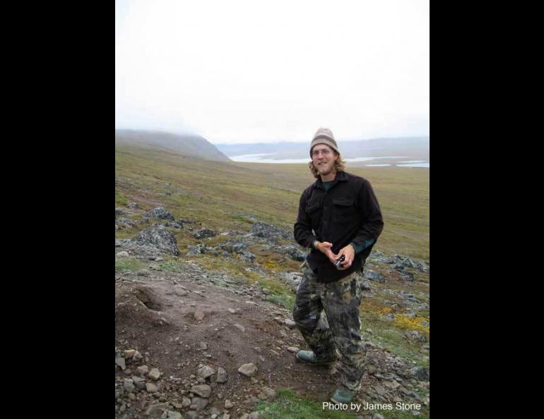  Aren Gunderson near Galbraith Lake on Alaska’s North Slope. Photo by James Stone. 