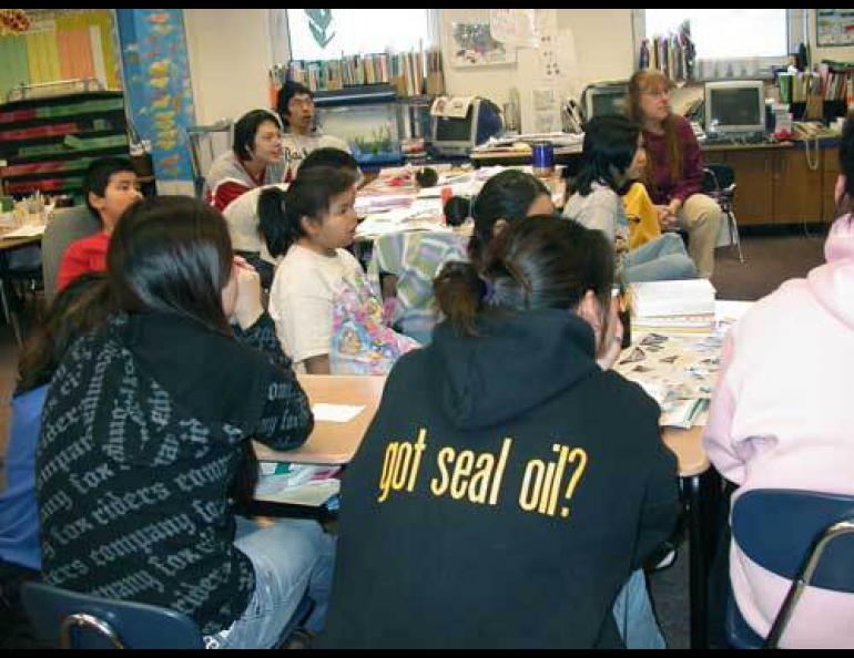  Wales students listen to a lecture by permafrost scientist Kenji Yoshikawa. Photo by Ned Rozell. 