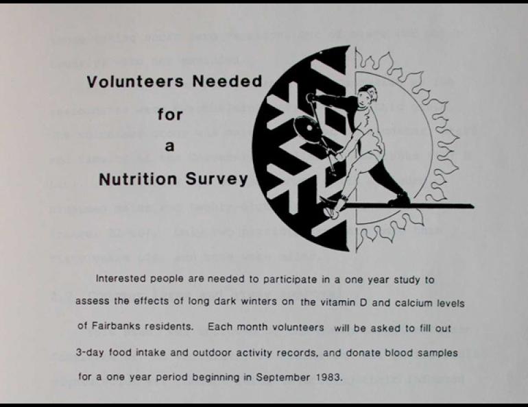 Meredith Tallas’ 1983 poster for recruiting volunteers for a vitamin D study. Image courtesy M. Tallas.