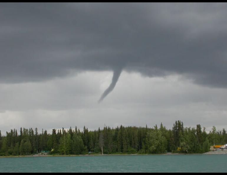  This funnel cloud was pictured near a fire on the Kenai Peninsula in July 2005. Photo courtesy of Julia Ruthford, National Weather Service. 