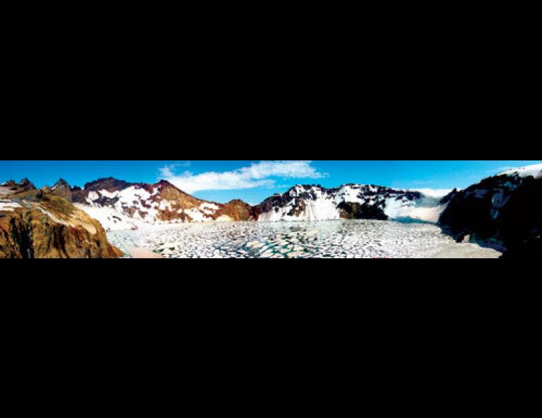  A panorama of magnificent Katmai Caldera. Image courtesy John Eichelberger. 