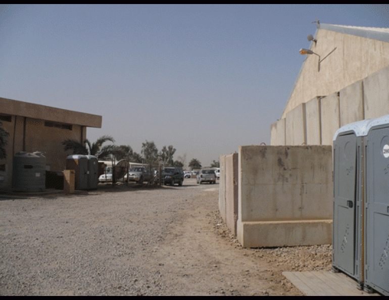 An Army camp in Baghdad after a sandstorm. Photos by Army Major Kevin L. Geisbert.