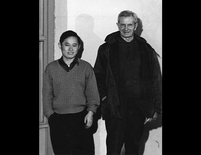 Geophysical Institute space physicist Syun-Ichi Akasofu, left, and his mentor Sydney Chapman after a walk on the UAF campus in 1962. Photo courtesy Syun-Ichi Akasofu.