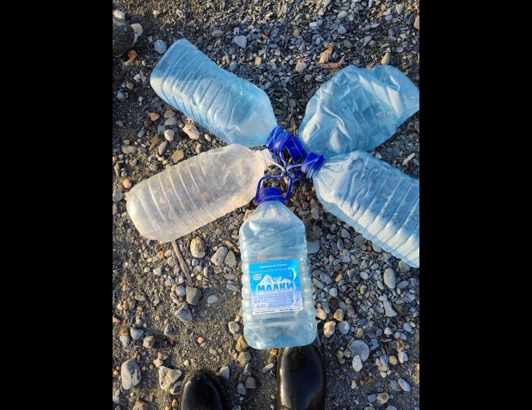 Beach trash gathered by a Bering Strait village resident in summer 2020. Photo courtesy of Gay Sheffield.