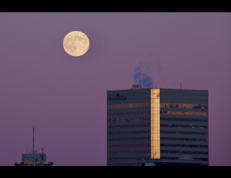 Dan Joling of Anchorage captured this image of the full moon over Alaska’s largest city on Jan. 6, 2023.