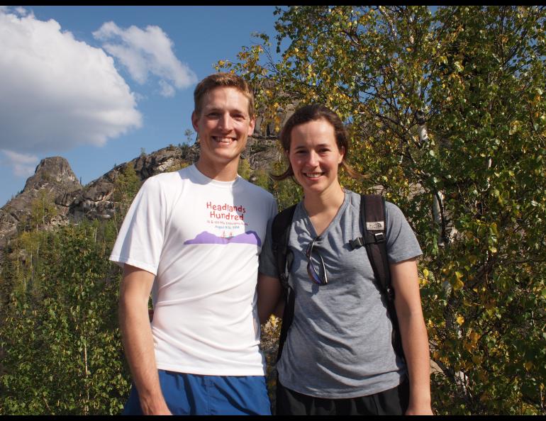 Glaciologist Tim Bartholomaus and biologist Sophie Gilbert near Fairbanks in 2010. Photo courtesy Tim Bartholomaus and Sophie Gilbert.