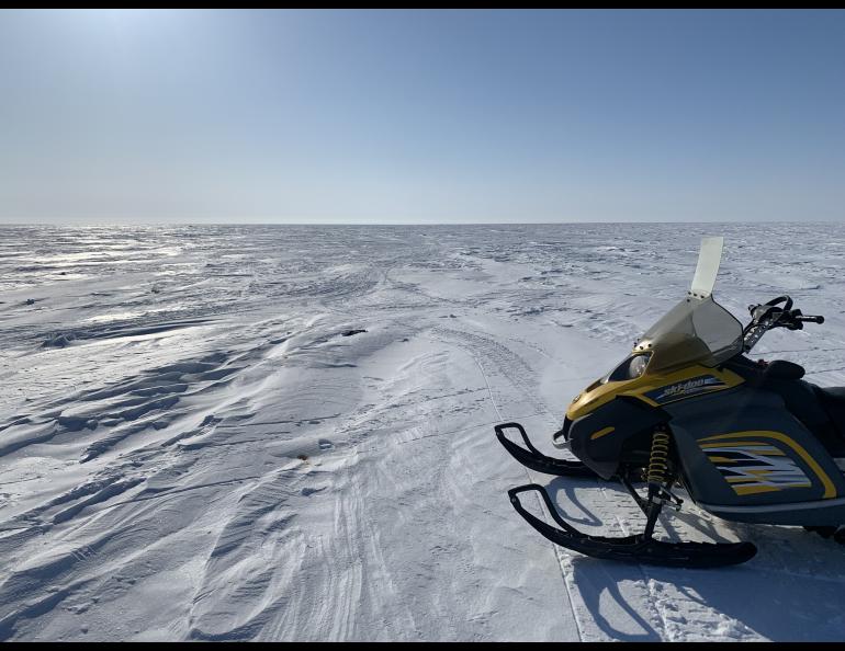 The view from George Divoky’s cabin on Cooper Island east of Utqiaġvik in April, 2022. Photo by Craig George.