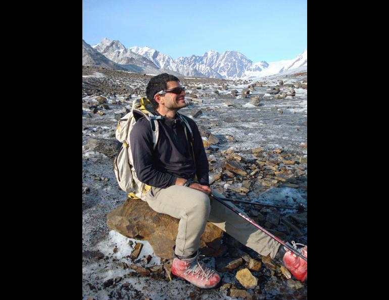  Climber and geologist Jeff Benowitz pictured in the Alaska Range. Photo courtesy Jeff Benowitz.