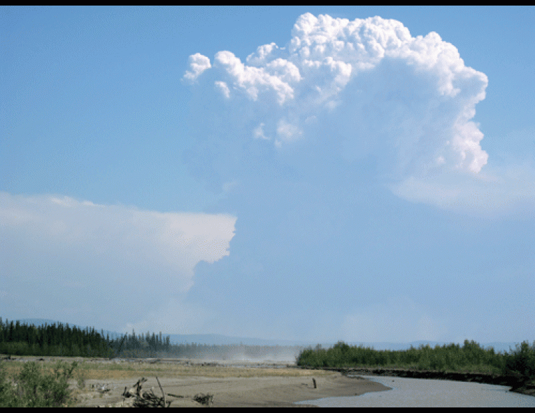 The plume from a 19,000-acre fire near Volkmar Lake in Interior Alaska on May 29, 2011. Photo by Ned Rozell.