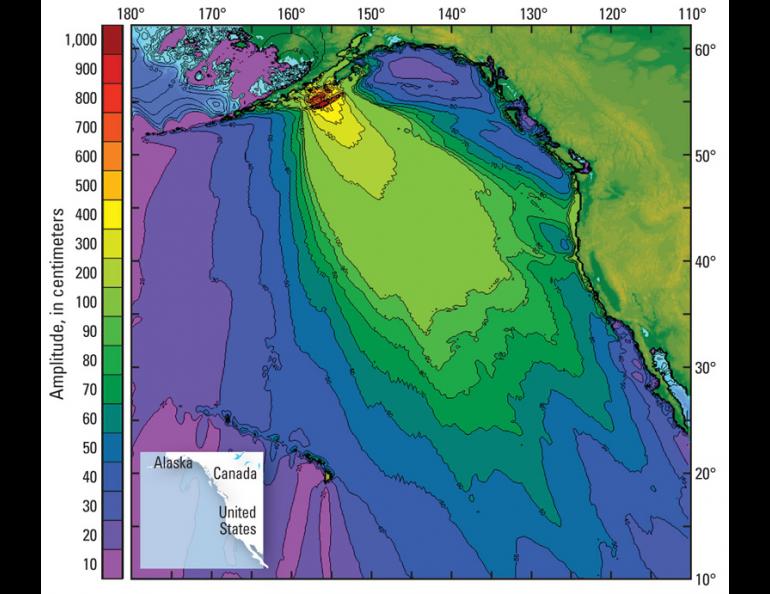 Graph showing the aftereffects of the 9.1 magnitude earthquake. The amplitude of the waves is shown.