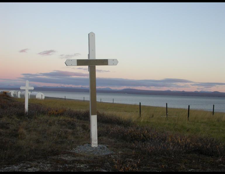 The site of a mass grave in Brevig Mission, Alaska, where 72 people were buried following their deaths during the Spanish flu breakout of 1918. Photo by Ned Rozell.