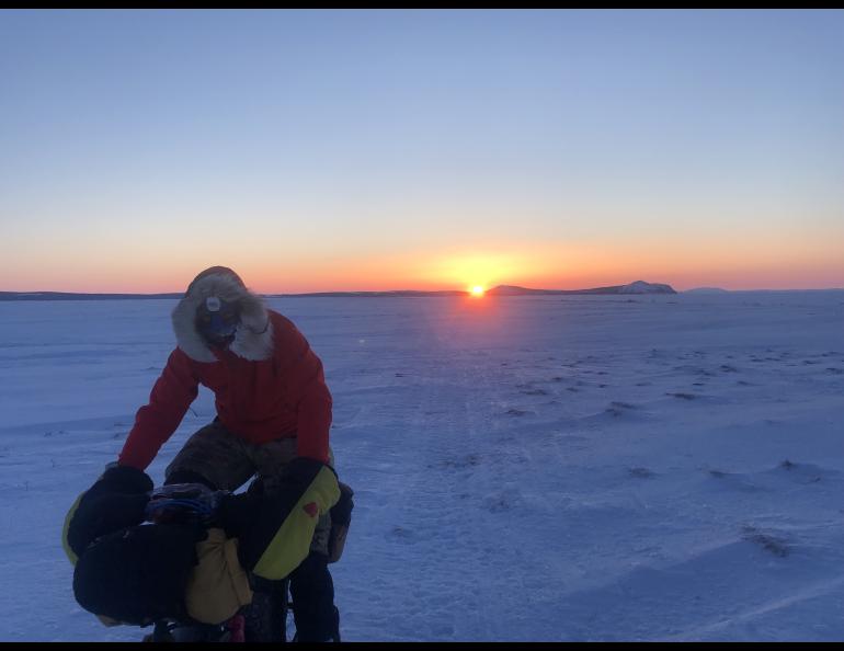 Jay Cable of Fairbanks rides between the villages of Koyuk and Elim on his recent journey from Knik to Nome. Photo by Jamie Hollingsworth.