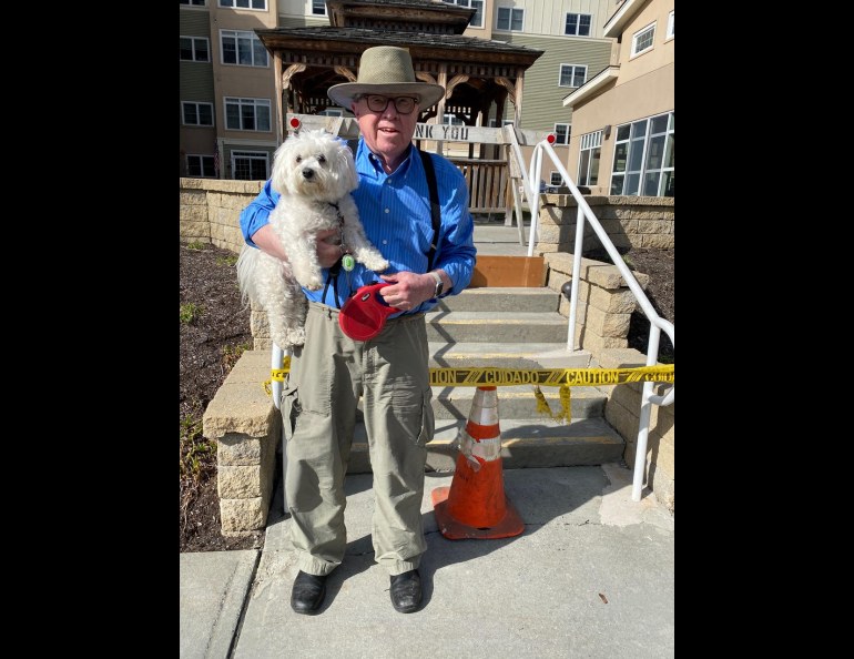 Neal Brown in 2021, on an outing in New Hampshire with his dog Molly. Photo courtesy Becky Lees.