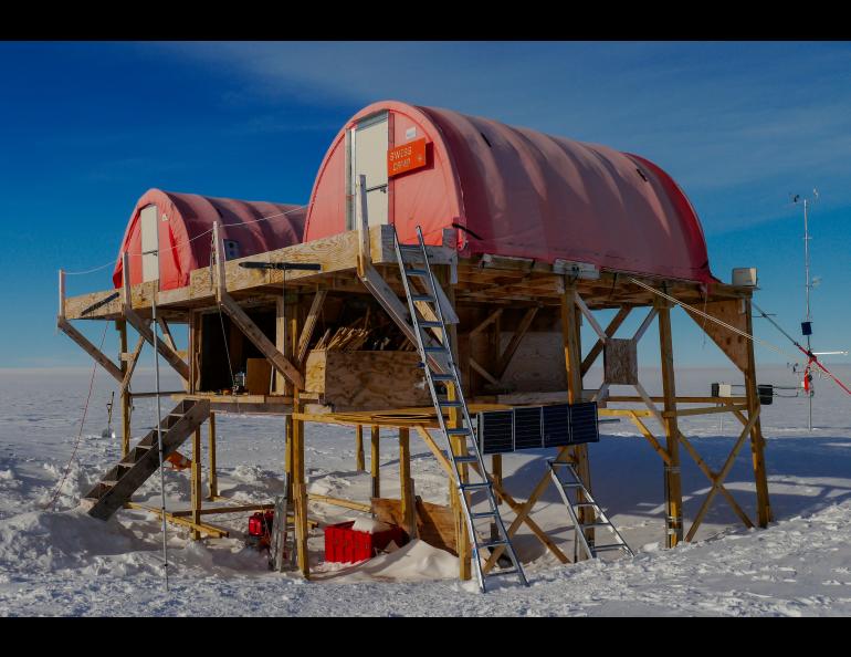 Swiss Camp on the Greenland ice sheet. Photo by Konrad Steffen.