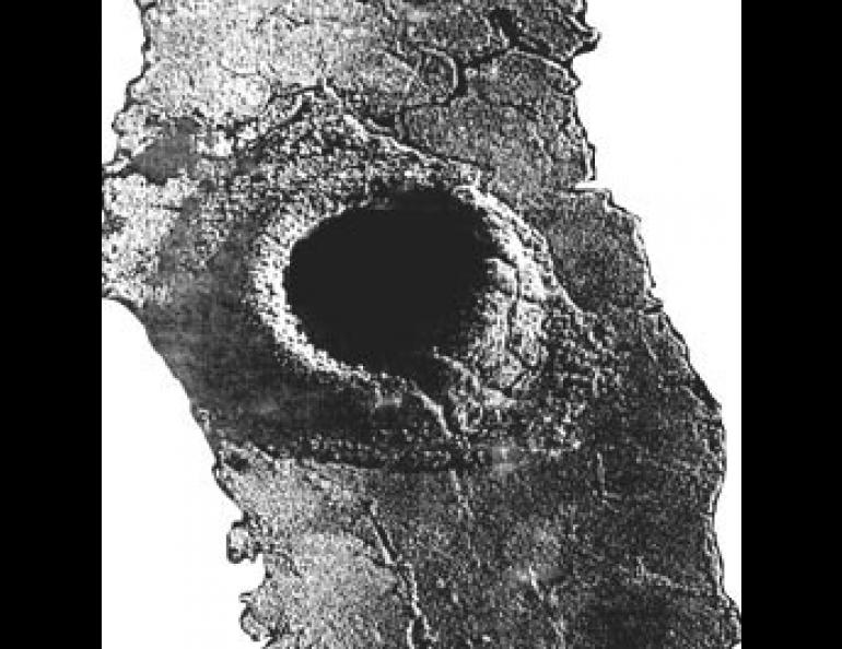 Closed-system pingo on the Canadian Arctic coast east of Prudhoe Bay (photo by Harald Sund).