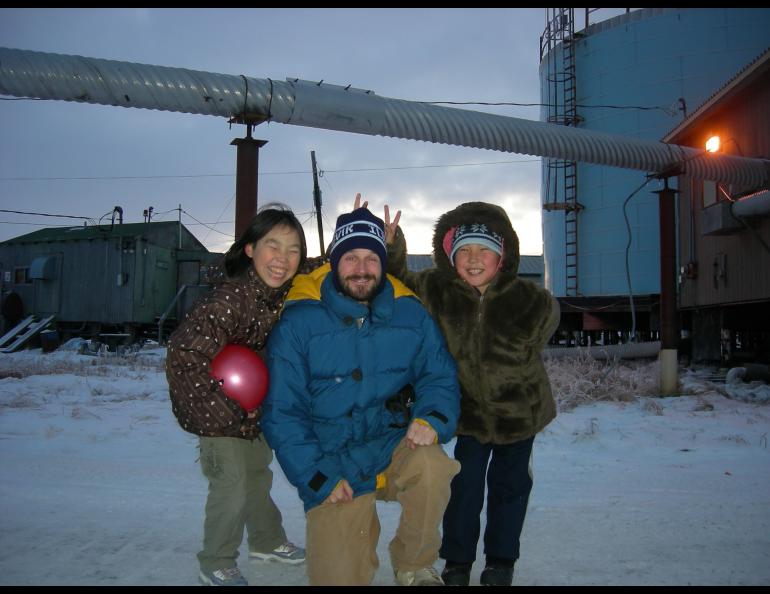 Aaron Cooke in the village of Newtok, Alaska, 100 miles west of Bethel. Photo courtesy Aaron Cooke.