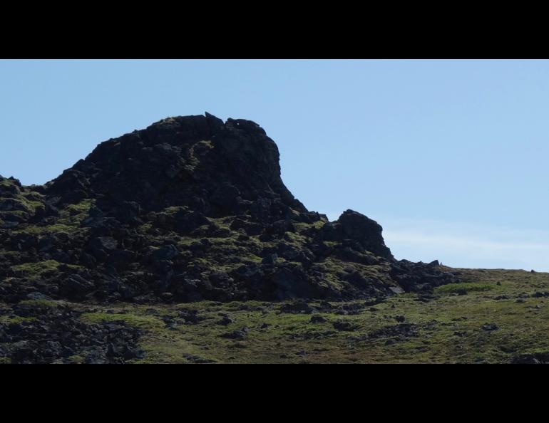 A rock formation on top of Elephant Mountain, near Eureka. Photo by Ned Rozell.