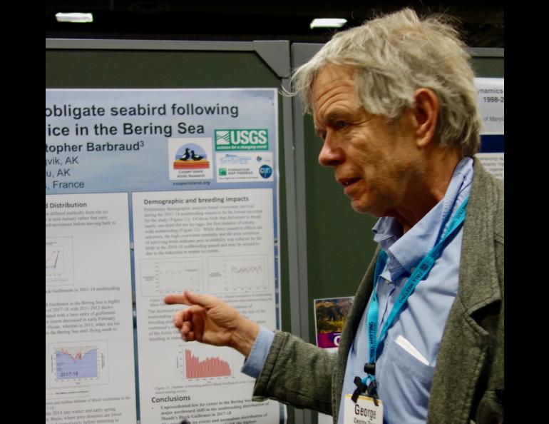 George Divoky at his poster at the Fall Meeting of the American Geophysical Union in Washington, D.C., on Dec. 13, 2018. Photo by Ned Rozell.