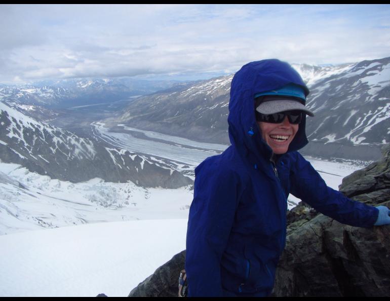 Joanna Young on a divide overlooking the Canwell Glacier in central Alaska. Photo courtesy Joanna Young.