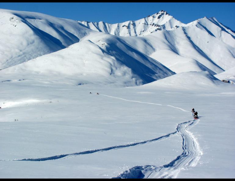 Snow scientist Matthew Sturm took this photo of the Sadlerochit Mountains while on a spring 2014 snowmachine traverse of northern Alaska. Matthew Sturm