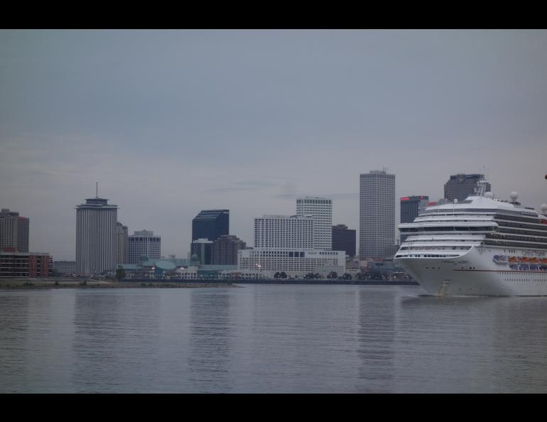 A cruise ship downstream from New Orleans on the Mississippi River. Photos by Ned Rozell.