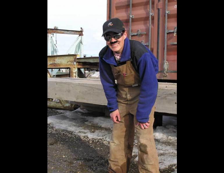 Biologist Stacia Backensto disguised to fool ravens on Alaska’s North Slope. Photo by Jim Zelenak.