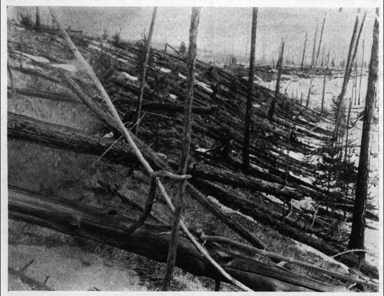 A photo from the Leonid Kulik expedition to the Tunguska region of Russia in 1929. A meteorite or comet knocked down millions of trees in one of the largest space-object-meets-Earth events in recorded history. Credit: Leonid Kulik Expedition, St. Petersburg Museum.