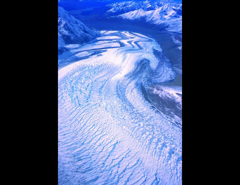  The cracked surface of Yanert Glacier is a sign of its recent surge. photo by Keith Echelmeyer 