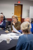 Judy Triplehorn (left) with Mary Farrell, Hans Nielsen and Sue Royston at the 2026 GI reunion. Photo by Eric Marshall