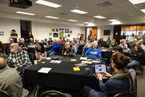 The 2026 GI reunion started out the day in the Elvey Globe Room. Photo by Tucker Forbes