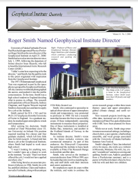 An article about Roger Smith becoming the new Geophysical Institute Director.