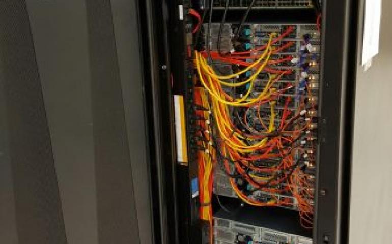 The initial 10-node Penguin Computing cluster that launched Chinook in January 2016. UAF photo by Andy Cummins.