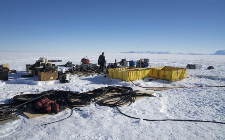 UAF Geophysical Institute researchers will use this ice-drilling system to cut a hole through Antarctica’s Thwaites Glacier to the ocean below. The system is shown here disassembled during an earlier project. Photo by Martin Truffer.