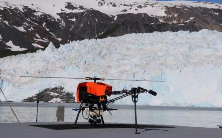 A Responder unmanned helicopter, owned by the ACUASI. ACUASI, part of the University of Alaska Fairbanks Geophysical Institute, will participate in a new federal program to help merge drones into the nation’s airspace. Photo courtesy ACUASI.