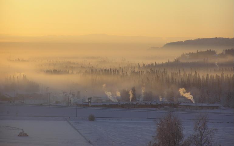 Ice fog blankets Fairbanks. Debbie Dean file photo, University of Alaska Fairbanks.