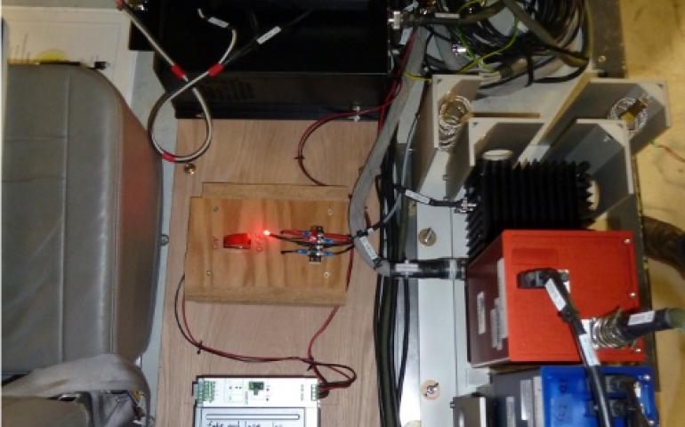 HyLab’s hyperspectral system, or HySpex, consisting of cameras integrated with an inertial measurement unit, a GPS and an airborne data acquisition system, is shown in an Alaska Department of Fish and Game Bush Hawk aircraft. Photo: Geophysical Institute 