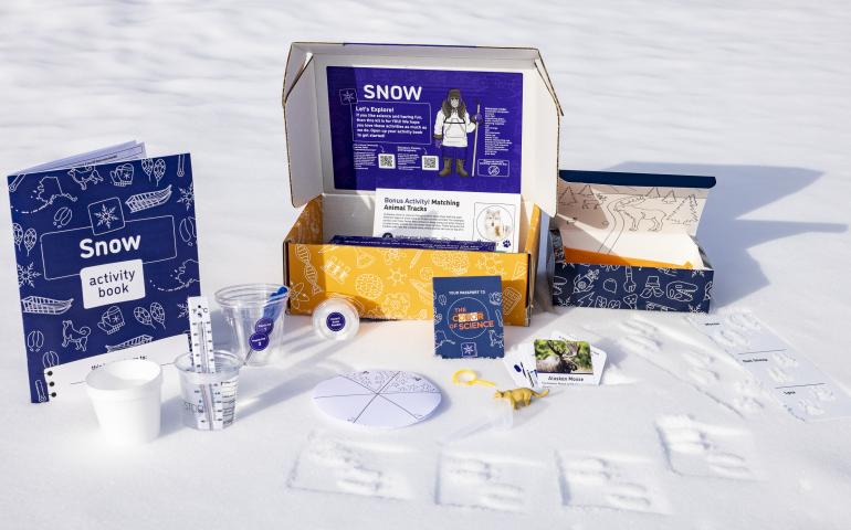 The snow kit contains a booklet and supplies. UAF/GI photo by JR Ancheta.