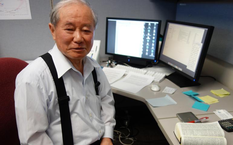 Syun-Ichi Akasofu in his office at the International Arctic Research Center. Photo by Ned Rozell