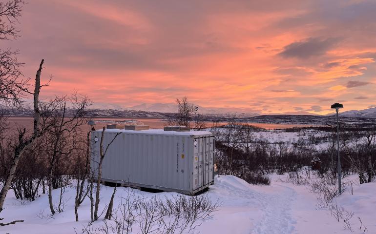 The Abisko, Sweden, container observatory. Photo by Kylee Branning
