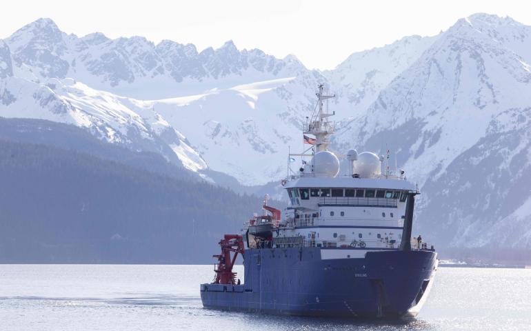 This file photo shows the research vessel Sikuliaq in Alaska's Resurrection Bay. UAF photo by Eric Engman