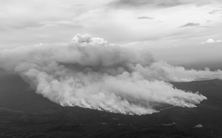 The St. George Creek Fire burns on June 21, 2025. The fire is about 40 miles south of Fairbanks. UAF/GI photo by Martin Stuefer
