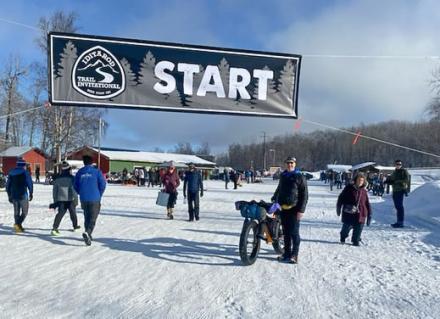 Peter Delamere at the start of the 2024 Iditarod Trail Invitational. Photo by Jennifer Delamere