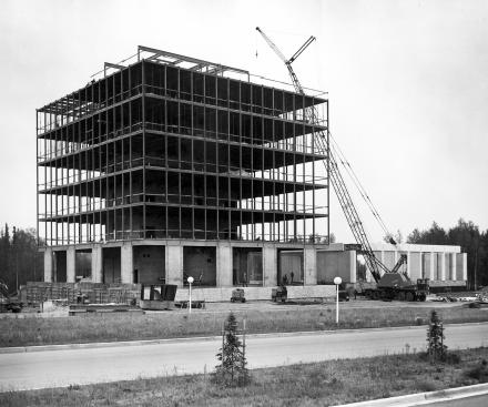 The Elvey Building under construction, circa 1969.
