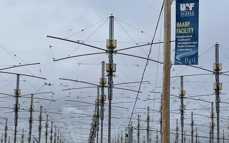 The upper atmosphere-heating facility named HAARP is located on about 5,000 acres between the small Alaska towns of Glennallen and Tok. Photo by Ned Rozell.