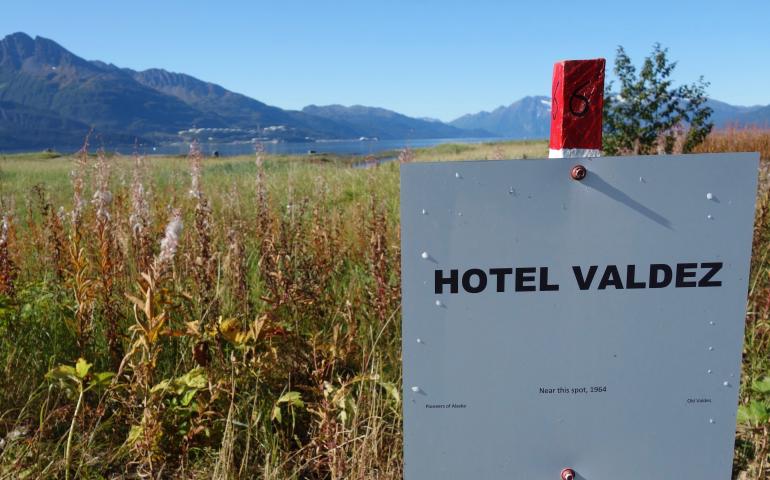 The site of the Hotel Valdez, destroyed in the Great Alaska Earthquake of March 1964. Photo by Ned Rozell.