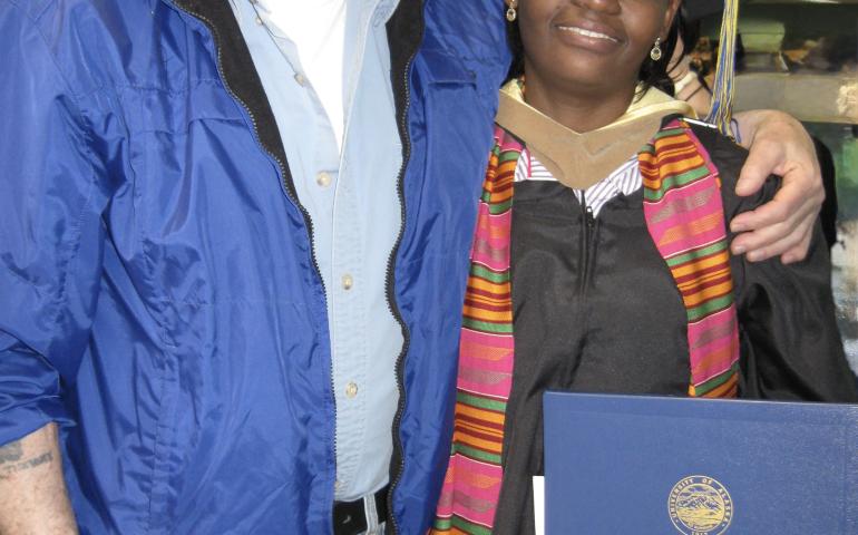 Lew Shapiro poses with Josie Sam in 2012 after she earned her master’s degree at the University of Alaska Fairbanks. Photo courtesy of Josie Sam.