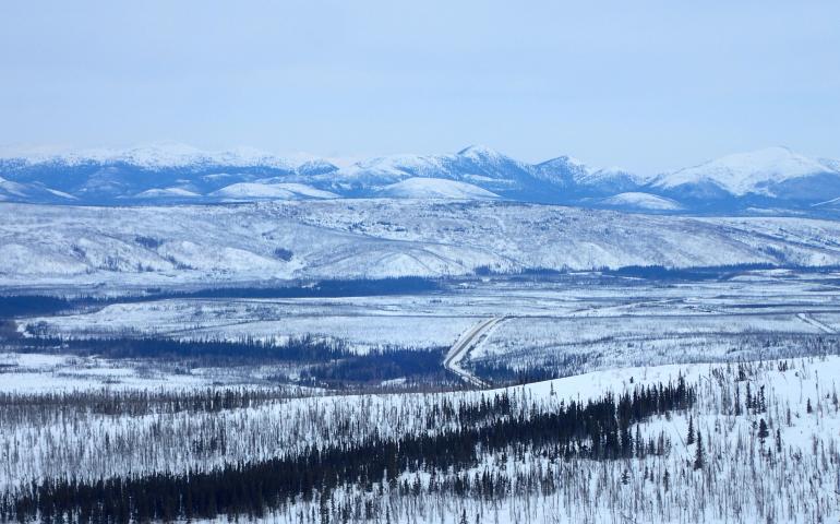 The valleys of Jim River and Prospect Creek in northern Alaska, where an official thermometer registered Alaska’s all-time low of minus 80 degrees F on Jan. 23, 1971. Photo by Ned Rozell. 