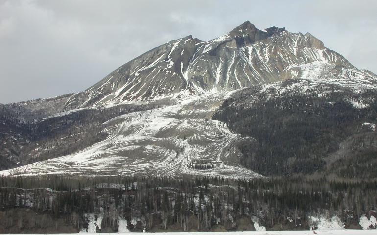 Sourdough rock glacier is one of several in the mountainous area near McCarthy, Alaska. Ned Rozell took this photo during a wilderness classic ski race in April 2009. 